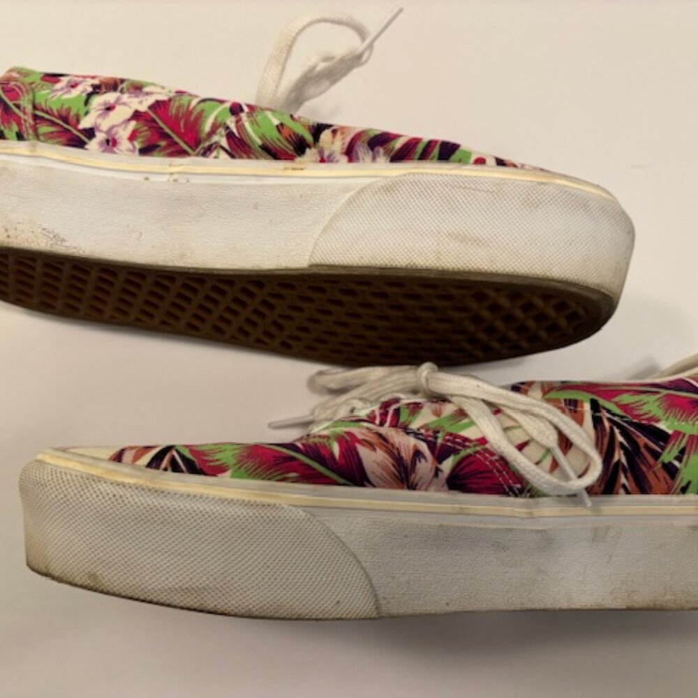 Vans Off the Wall Womens Classic Platform Purple Green Leaf 7.5 - Picture 5 of 8